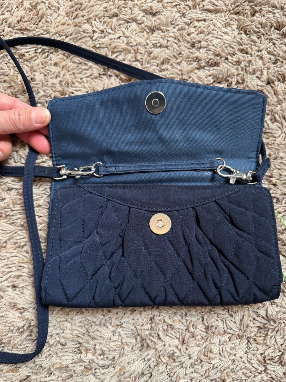 NWOT Vera Bradley Quilted Crossbody Wallet Bag in Navy Blue - Picture 6 of 12